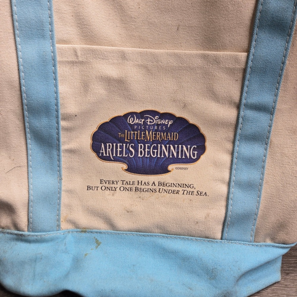 Gemline Disney Little Mermaid Ariel Beginning Canvas Boat Tote Bag Blue 144-B - Picture 3 of 8